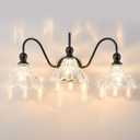 Vintage Bathroom Light Fixtures Over Mirror, 3-Light Black Wall Sconce Lighting with Flower Glass Shade, Farmhouse Vanity Lights for Bedroom Kitchen Living Room Hallway Light