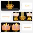 Uonlytech Led Lotus Lantern Ornament Electronic Incense Burner Safe Flameless Buddhist Lamp for Home D Cor Bedroom Living Room Ritual Use