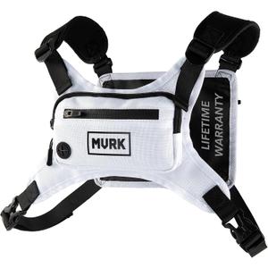 MVRK Water Resistant Chest Pack - Running Vest for Workouts, Running Phone Holder Extra Storage, Lightweight Running Pack (White)