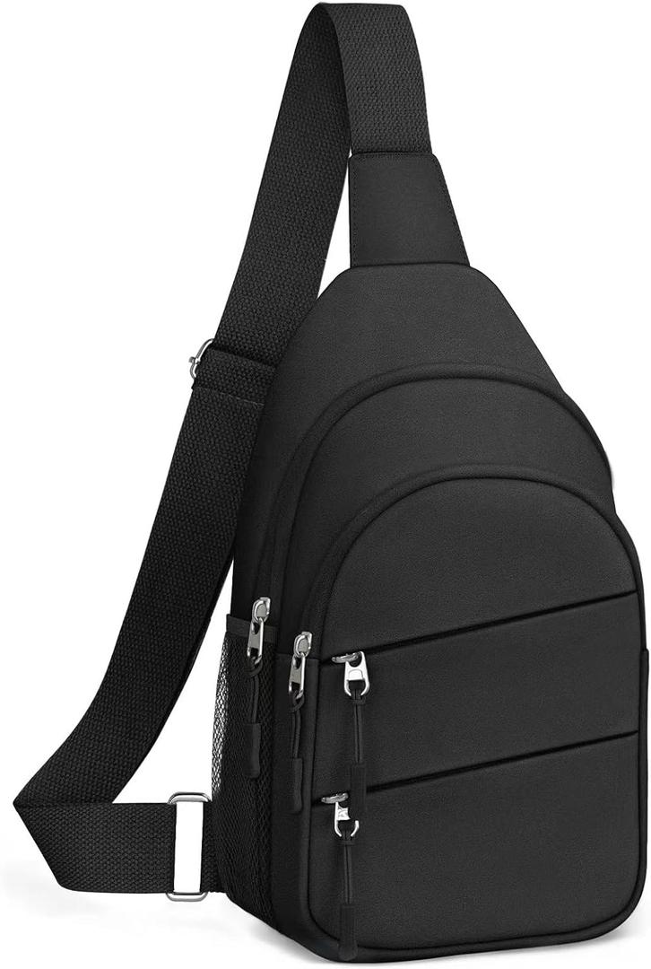 Tuwubi Crossbody Bags for Women, Sling Bag for Men, Small Hiking Backpack Anti Theft Lightweight for Outdoors Travel (L, Black)