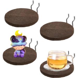 Circle Pegboard Shelf, 4 Pcs Wooden Shelves with Metal Ring Hooks - Organizer for Craft Room, Kitchen, Garage, Office