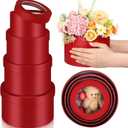 Set of 4 Round Flower Boxes with Clear Lids 4 Assorted Sizes Gift Boxes for Flower Arrangements Nesting Round Gift Box for Mother's Day Graduation Wedding Birthday(Red)