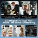 Upgraded 2-in-1 Vacuum Magnetic Suction Cup Phone Mount for Car Dashboard Windshield,Magnet and Clamping in one Reinforced Foldable Magnetic Phone Holder for Car Repair/Gym/Mirror Mount