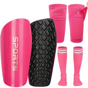 Soccer Shin Guards for Kids Youth, Toddler Shin Pads with Sleeves and Long Soccer Socks for Age 2-12 Boys & Girls Toddler Children Teenagers, Protective Lightweight Soccer Equipment