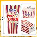 Covzoe 100 Pack Popcorn Box, 46 Oz Large Open Top Popcorn Containers Disposable, 7.9 Inch Tall Classic Stripe Popcorn Bowls Bucket Bulk for Movie Night, Paper Treat Snack Box for Party Decorations