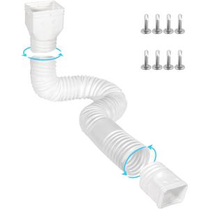 1 Pack Flexible Gutter Downspout Extensions Extendable from 21" to 67", Downspout Extender Comes with Adapters, Thickened Down spout Drain Extension for Rainwater Drainage(White)