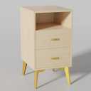 Nightstand, Wood Color Nightstand with 2 Sliding Drawer, End Table with Opening Shelf, Installation Free Sofa Side Table for Bedroom, Wood Color 11.8"*14.58"*22.83", Small