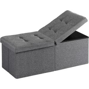 35-INCH Storage Ottoman Bench, Footrest with Storage, End of Bed Bench Coffee Table for Living Room, Bedroom, Entryway, Dark Gray