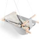 Baby Swing Indoor and Outdoor, Canvas Hammock Swing for Baby to Toddler with a Comfortable Seat, Macaroon Wooden Toy, Adjustable 5-Point Harness,3 Modes,Gift for Baby Boys Girls, Grey&White