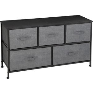 ZENY Extra Wide Dresser Storage Tower - Storage Tower Unit for Bedroom, Hallway, Closet, Office Organization - Steel Frame, Wood Top, Easy Pull Fabric Bins - 5 Drawers (Black Grey) ZENY Extra Wide Dresser Storage Tower - Storage Tower Unit for Bedroom, Hallway, Closet, Office Organization - Steel Frame, Wood Top, Easy Pull Fabric Bins - 5 Drawers (Black Grey)