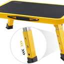RV Step Stool, Adjustable Height Aluminum RV Step, Load Capacity Up to 1,000 lbs, Step with Non-Slip Platform and Rubber Feet, with Telescopic Carrying Handle for Easy Portability, Yellow