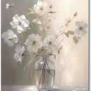Daktenn Floral Canvas Wall Art - Bathroom Wall Decor, Modern Wall Decorations, 12 x 16 (White Flower Wrapped Canvas)