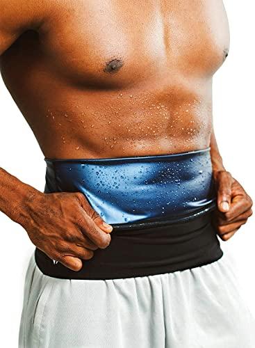 huiming Waist Trimmer for Men, Waist Trainer Sauna Belt, Neoprene-Free Waist Cincher, Sauna Slimming Belt Sauna Sweat Workout Shaper (Small/Medium) Black