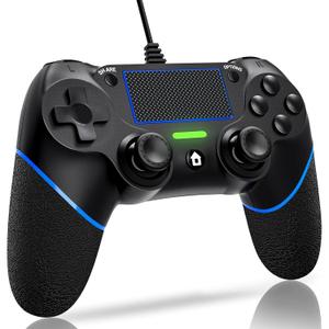 DIANVEN Wired Controller for PS4 Controller Wired for Sony Playstation 4/Pro/Slim and PC Windows 11/10/8/7 with Double Vibration and Motion Motors, Wired PC Controller for PS4 Remote (Black)