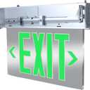 Qllite LED Exit Sign LED Edge-Lit Exit Sign Emergency Light with Battery Backup Recessed Mount Edge Aluminum Housing Double Side/Mirror Acrylic Panel Green Letters, UL Listed, 120-347V Commercial Use