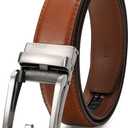 JASGOOD Boys Belt Leather Ratchet Dress Belt Kids Adjustable Leather Belt for School Uniform One Hand Release (18''-25'' Waist Adjustable, Brown)
