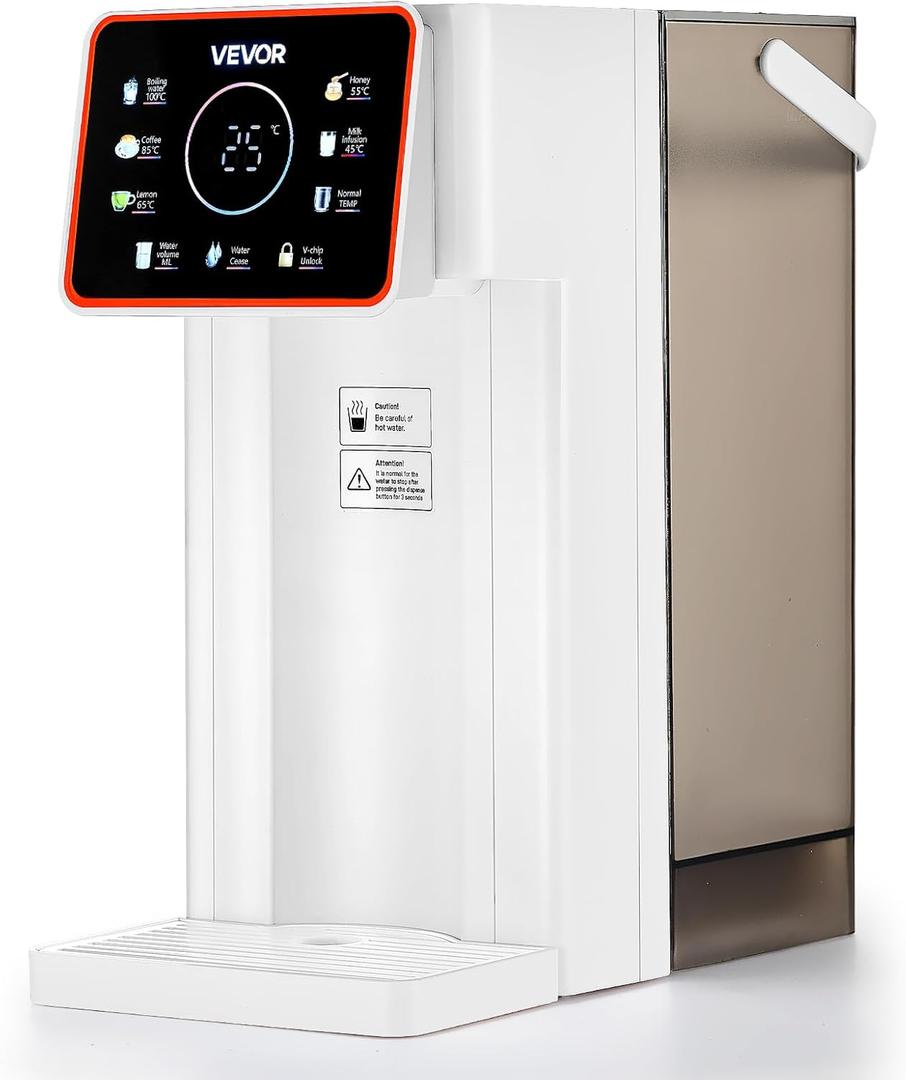 VEVOR Instant Hot Water Dispenser, Countertop Boiling Water Dispenser with Adjustable 6 Temperatures & 7 Water Volumes, 101oz Removable Water Tank, Quick Heating with Touchscreen & Child Lock for Home (3.2 Quarts)