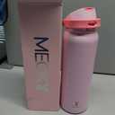 40 oz Insulated Water Bottle for Sports: Meoky Stainless Steel Water Bottle with 2-in-1 Straw and Spout Lid - Leak Proof, Cold for 24 Hours, Protective Silicone Base, BPA-Free for Women Gym, Blush