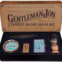 Gentleman Jon Straight Razor Shaving Kit - Vintage Wet Shave Grooming Set, Includes Straight Edge Razors for Men, Badger Hair Shaving Brush, Alum Block, Shave Soap, Bowl & Double Edge Safety Blades
