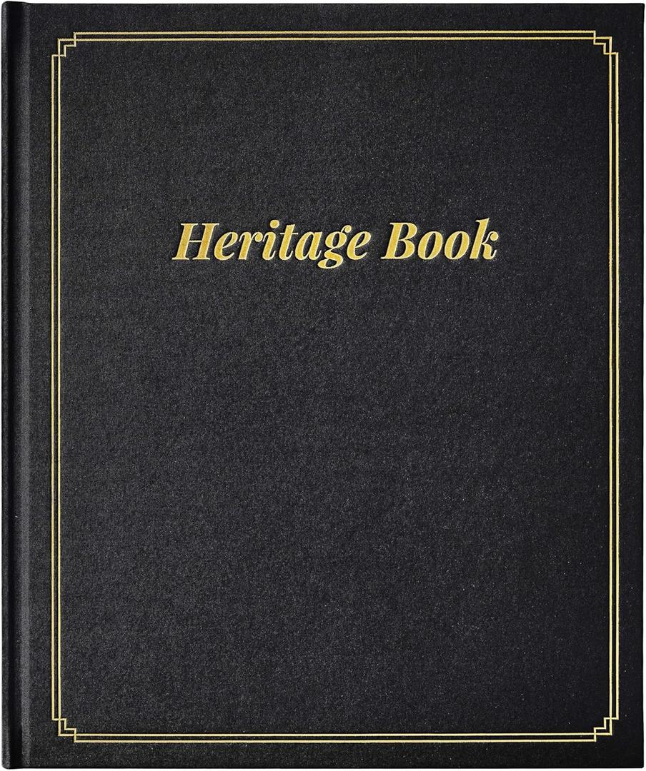 2 x Legacy Journal - Family Memory Book, 9.25" x 7.7", Classic Legacy Book with Back Pocket, Golden Stamping, Ribbon Marker, Hardcover, Gift for grandparents, Collectors, Life Story Journal - Black