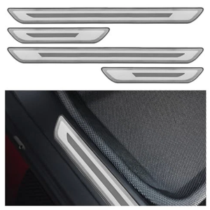 CCOQ 4PCS Car Door Sill Protector, Stainless Steel Anti-Scratch Door Thershold Strip, Self-Adhesive for Car Truck SUV (Silver)