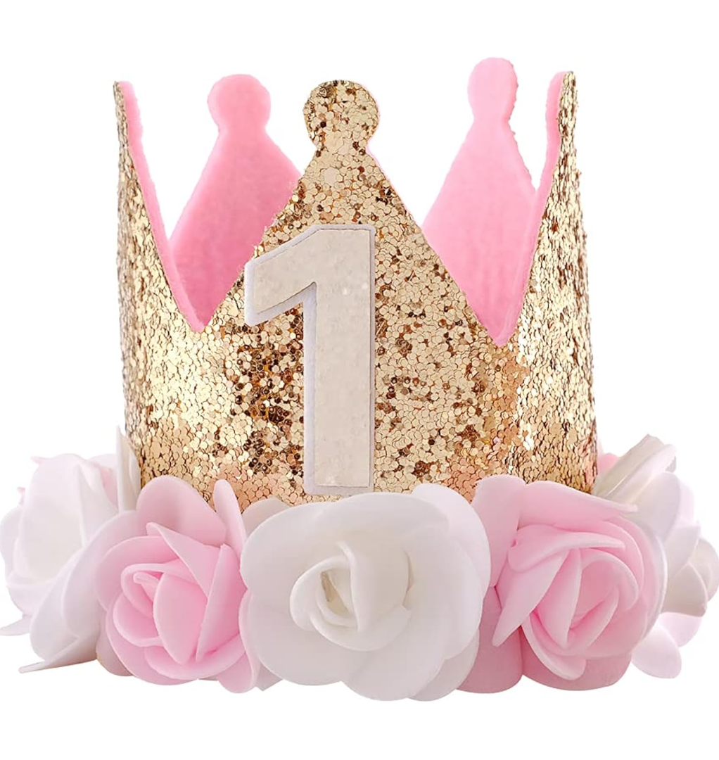 1st Birthday Hat Girl Decorations First For Baby Gifts Rose Gold Pink Crown Party One Year Old Princess
