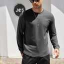 COOFANDY Mens Cotton Hipster Hip Hop Longline Crewneck T Shirts Casual Long Sleeve Tees Curved Hem Gym Shirts (Black)