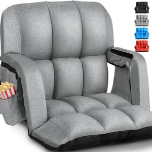 Stadium Seats with Back Support Wide, 4.7" Padded Bleacher Seat, 6-Position Reclining Bleacher Chairs with Back and Cushion, Sofa Style Ergonomic Design for Sports Games Baseball Football (22.5"Grey)
