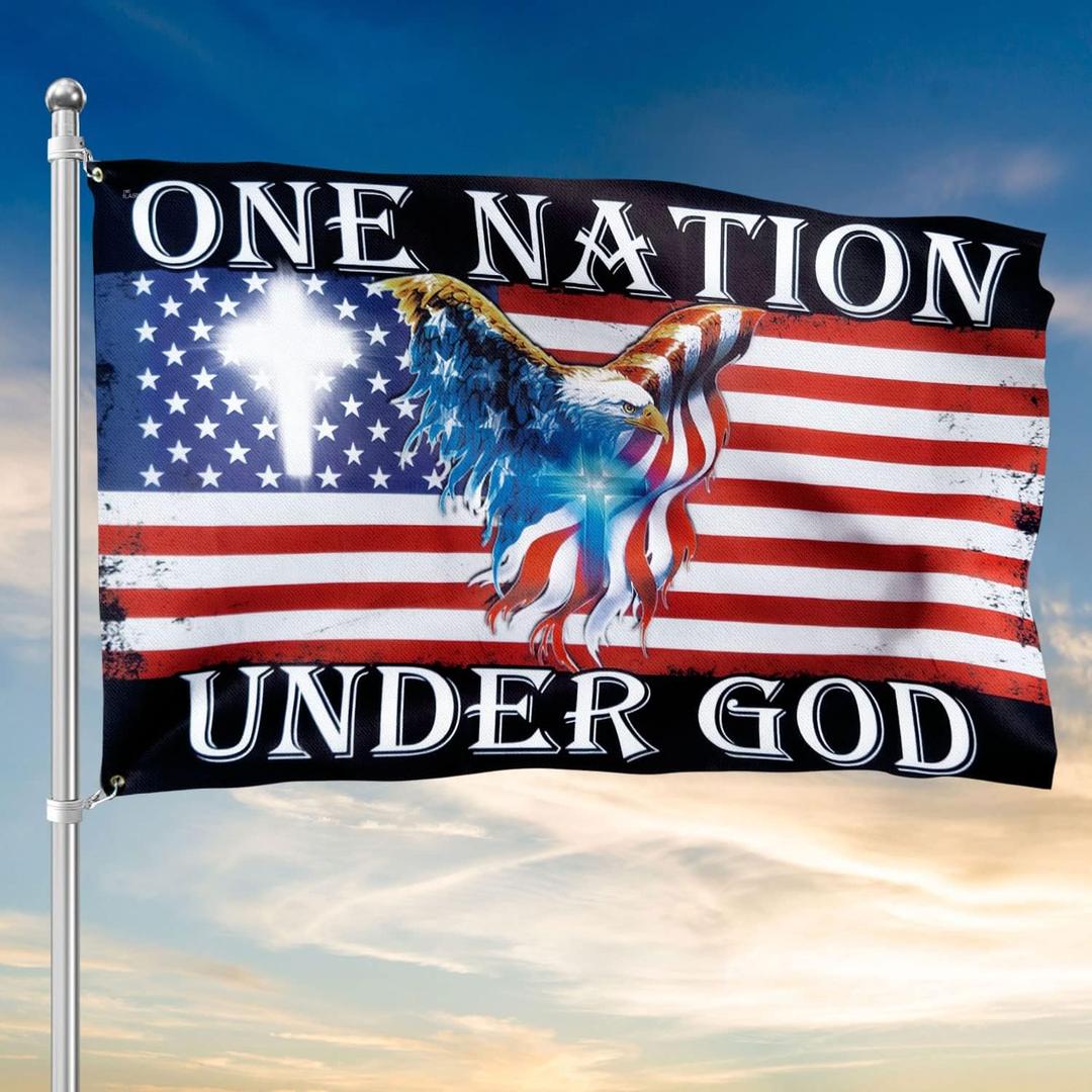 FLAGWIX 4x6 Patriot American Flags, One Nation Under God American Eagle Flag, Decorations For Home, Outside, Inside House, Patriot Decorations - Indoor, Outdoor Decor Flag with Grommetsndoor, Outdoor Decor with Grommets