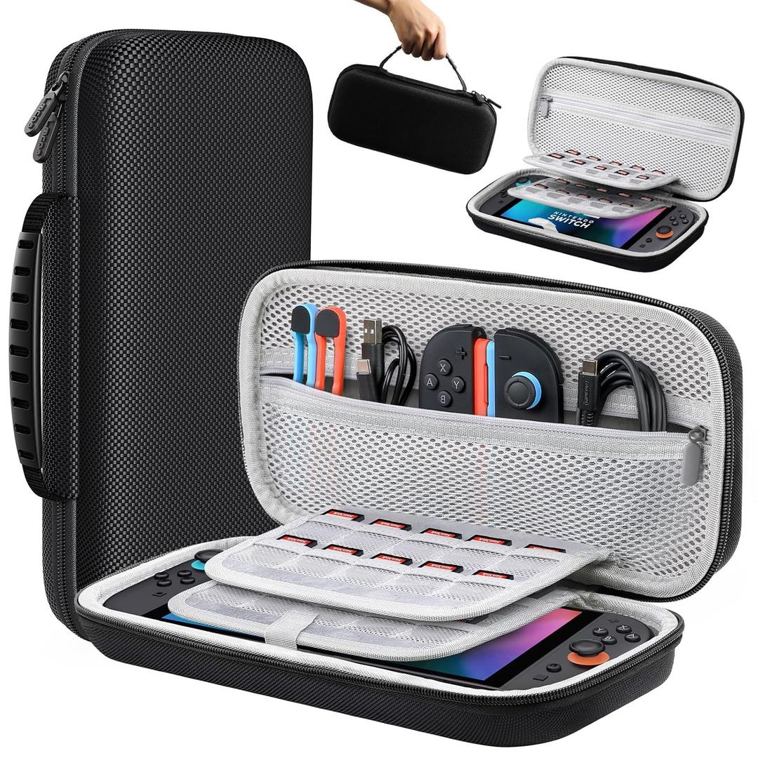 Lmcpa Carrying Case for Nintendo Switch 2 (2025) 7.9 Inch, Protective Hard Shell Portable Switch Travel Case, Durable Ballistic Nylon, Lightweight and Large Capacity, Accessories for Switch 2, Black