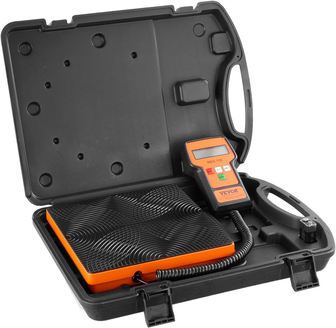 VEVOR Refrigerant Scale 220 LBS HAVC Charging Recovery Freon Scale, with Wired Remote Control, 5g High Precision Electronic Digital Recovery Weight Scale with Case and Dry Battery