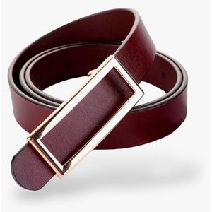 Women's Belt Genuine Durable Leather Belts Width 0.80" Waist Belt Gold Solid Color Rectangle Buckle Waistband