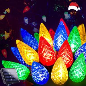 C6 Solar Christmas Lights Outdoor, 50 LED 16FT Christmas Decorations Outdoor Waterproof, Solar String Lights for Outside with 8 Modes, Fairy Twinkle Light for Tree Party Garden Xmas Decor (Multicolor)