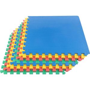 EVA Foam Mat Tiles 8-Pack - 32 SQ FT Interlocking Padding for Playroom or Gym Flooring - Workout Mat or Baby Playmat by Stalwart (Multicolor)
