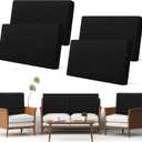 Newwiee Set of 4 Stretch Patio Cushion Covers Sofa Couch Seat Chair Slipcovers Cushion Cover Replacement Furniture Protector for Pets Washable(Black,Back Cover,Solid)