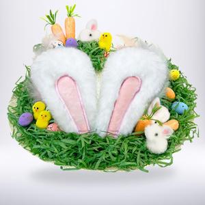 Easter Bonnet Kit: DIY Craft Set with Straw Hats, Kids Make Your Own Bonnet Hat with Chicks, Bunnies, Carrots, Eggs, Feathers, and Grass for Easter Bonnet Decoration