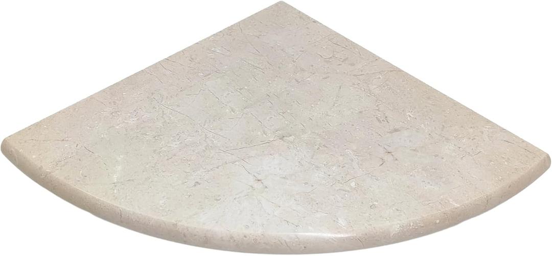 GEOONA 9'' Beige Marble Corner Shower Shelf for Bathroom Both Side Polished, Crema Marfil Marble Floating Shelves for Bath Wall Mounted (Beige - 1Pcs)
