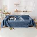 VClife Anti Cat Scratch Sofa Cover, 100% Waterproof Couch Cover Pets Sofa Cover for Sectional Sofa, Anti Slip Couch Protector Washable Throw Couch Cover for 3 Cushion Couch Sofa, Dark Blue, 71"X134"