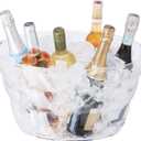 OGGI Acrylic Oval Party Tub - Clear Beverage Cooler w/Handles, Wine Cooler, Beer Chiller, Ideal Party Tubs for Drinks, Use Ice Tub for Indoor or Outdoor Bars, 18.5" x 11"