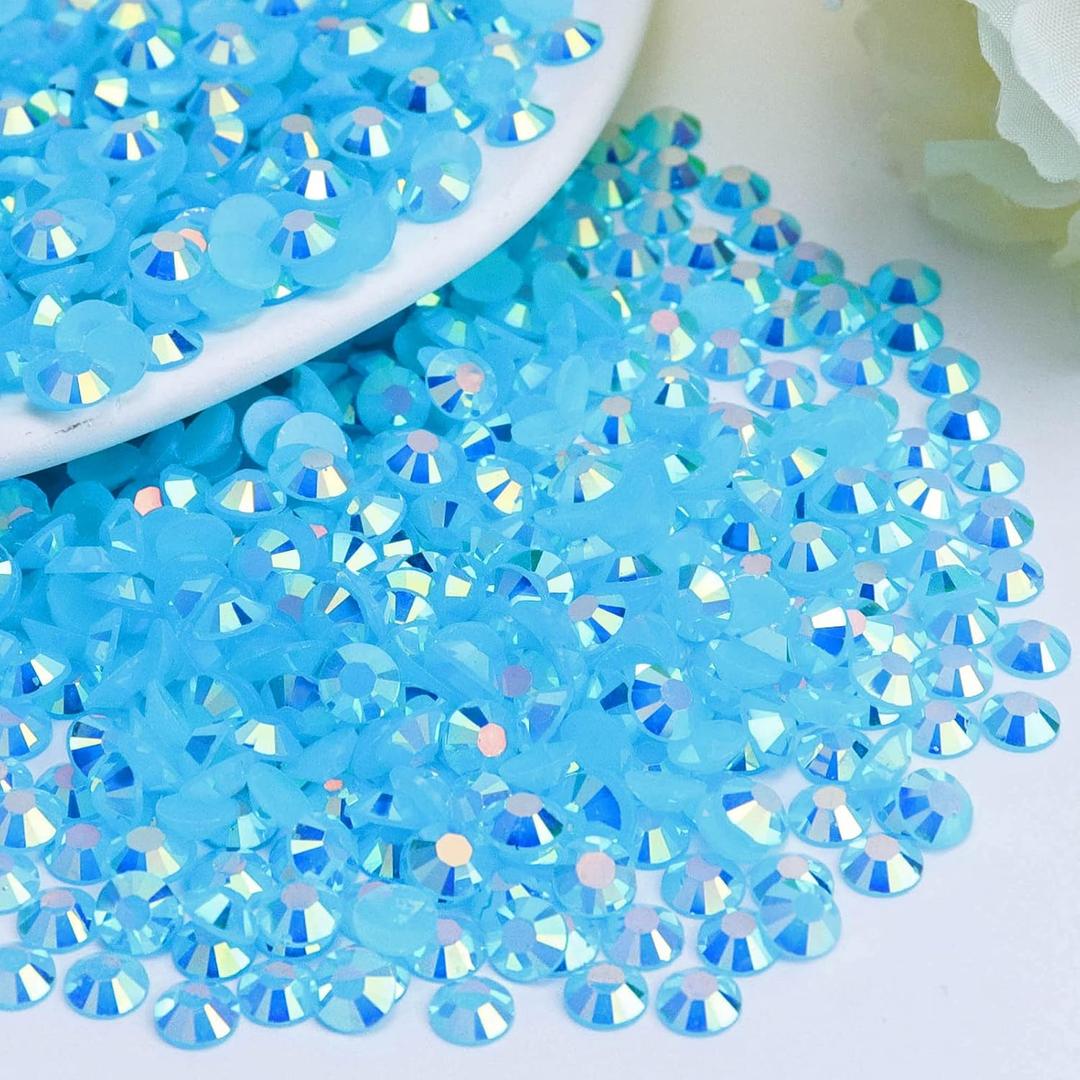 3000PCS 2mm Resin Flatback Rhinestone, Lake Blue AB Flatback Jelly Resin Rhinestones for Mugs, Bottles, Tumblers, Craft Decoration, Loose Bling Glitter Diamond Stone