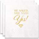 100 Count of "He AskedShe Said Yes" Paper Napkins for Engagement Party Bridal Shower Wedding Decoration