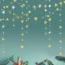 Glitter Gold Four-Angle Star Paper Garland Banner Dcor 40 Feet Gold Twinkle Star Hanging Bunting Banner Backdrop for Wedding Baby Shower Birthday Graduation Disco Party Decorations