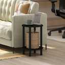 Furinno Turn-N-Tube Side Table, 2-Tier Round End Table, Toolless Assembly Night Stand, Bedside Table with Open Shelf, for Living Room, Bedroom, Espresso, 13.2" Wide