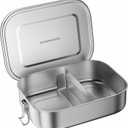 G.a HOMEFAVOR Stainless Steel Bento Lunch Box - Leak-Proof Metal Bento Box, Large Food Container with Lock Clips, Snack Container, Dishwasher Safe, 2 Compartments, 1200 ml/40 oz