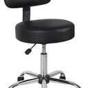 Boss Office Products Be Well Medical Spa Stool with Back in Vinyl, Black