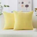 Home Brilliant Yellow Pillow Covers Striped Velvet Corduroy 2 Pack Decorative Throw Pillow Covers for Couch Sofa Bed Winter Decor, 18x18 inch, Sundress