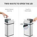iTouchless 15 Liter / 4 Gallon Stainless Steel Wings Open Lid Sensor Bathroom Trash Can with AC Adapter, Touchless Automatic Operation, Compact Design for Home, Office, Kitchen, Bedroom, Restroom