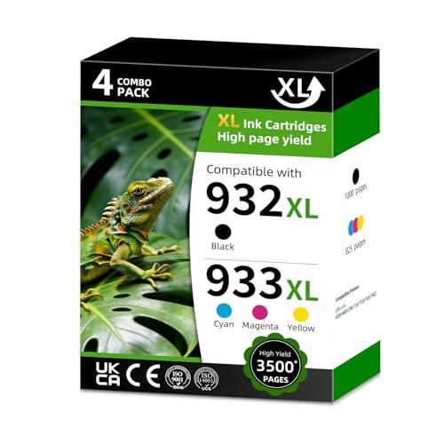 932XL/933XL High Yield INK Cartridge Replacement for HP932XL/933XL HP932/933 932/933 XL Combo Pack Compatible with HP Officejet 6100 6600 6700 7110 7510 7610 7612 ( Black Cyan Magenta Yellow 4 Pack)