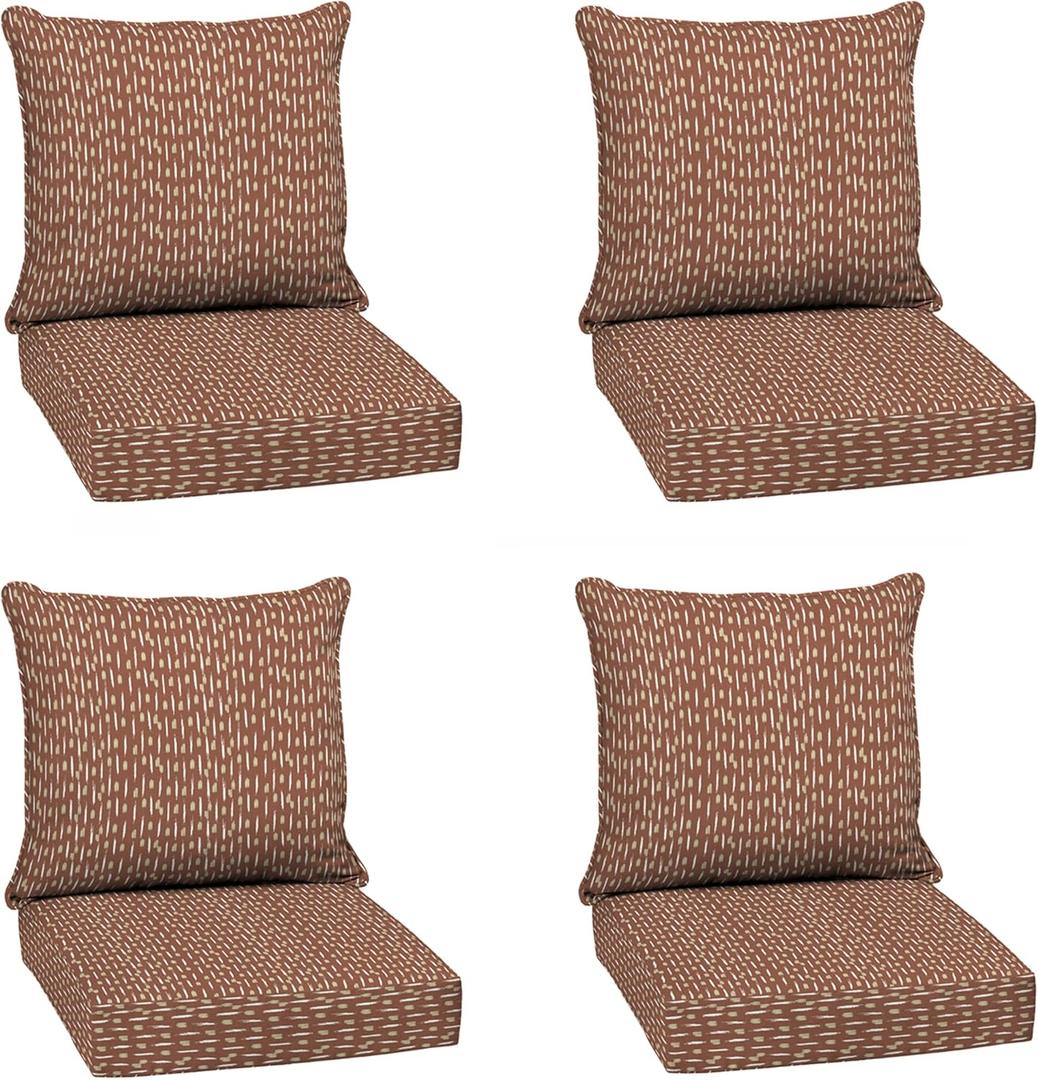 Arden Outdoor Deep Seat Cushion Set (4-Pack), 24 in x 24 in, Weather-Proof, Rain-Proof, Fade Resistant Patio Cushion for Chair, Sofa, and Couch Rust Red Brushed Texture