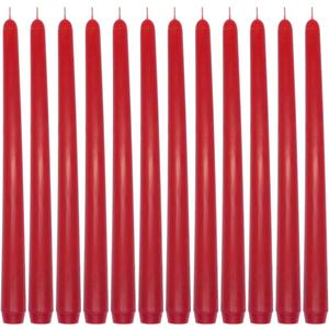 Set of 12 Burgundy Taper Candles for Christmas,10 inch Unscented Dripless Candlesticks - 8 Hours Long Burning for Home Decor, Wedding, Parties and Special Occasions (Red)
